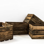 Set de 4 Cajas de Fruta Madera Marrón Envejecido