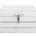 Baúl con Cerradura Vintage de Madera Blanco Vintage
