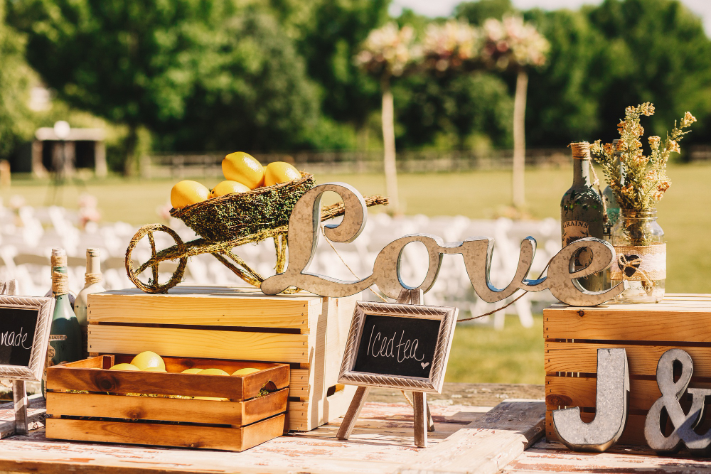 Mensajes de amor en recepción de boda